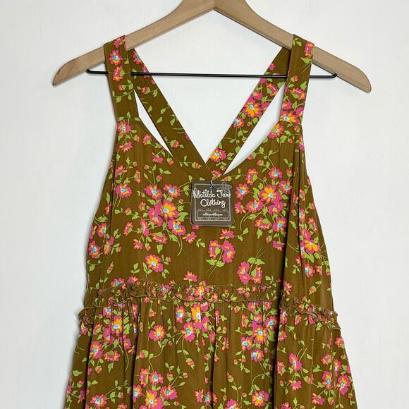 NEW Matilda Jane Tank Top Women's Size Medium Brown On A Whim Floral Ruffle Hem - Picture 5 of 10